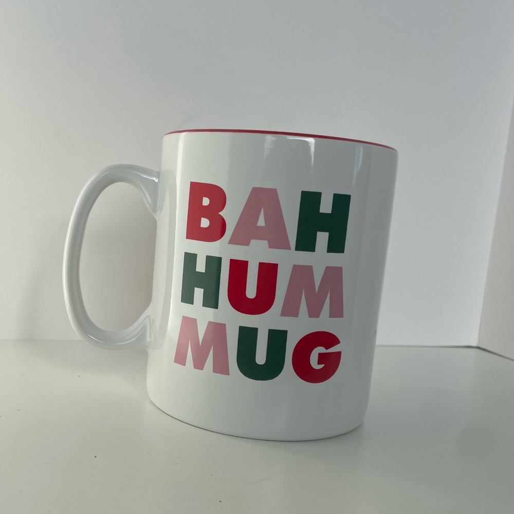 Bah Hum Mug Christmas Novelty Funny Saying Cup Large Size 5” Tall Holiday Home